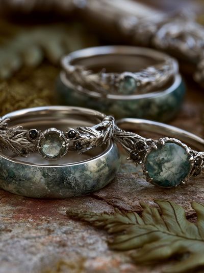 Botanical Gemstone Rings Photography Poster. poster