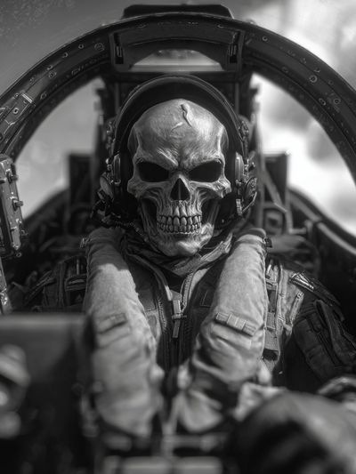 Skull Fighter Cockpit Photography Poster. poster