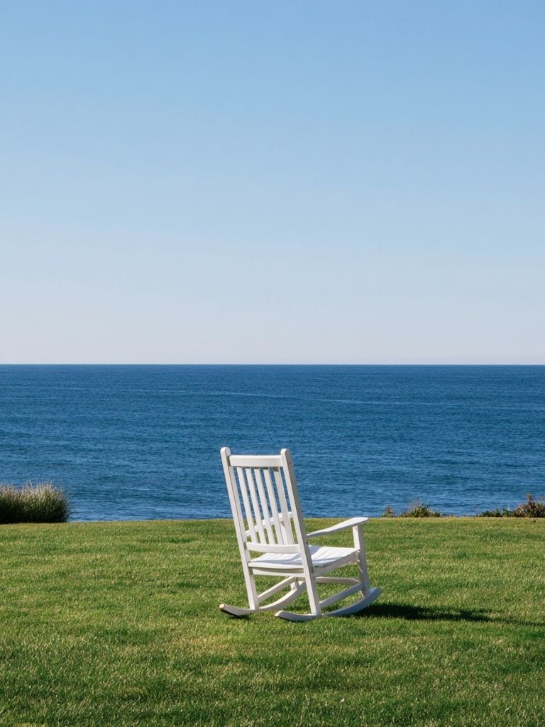 Oceanfront Rocking Chair Photography Poster. poster detail