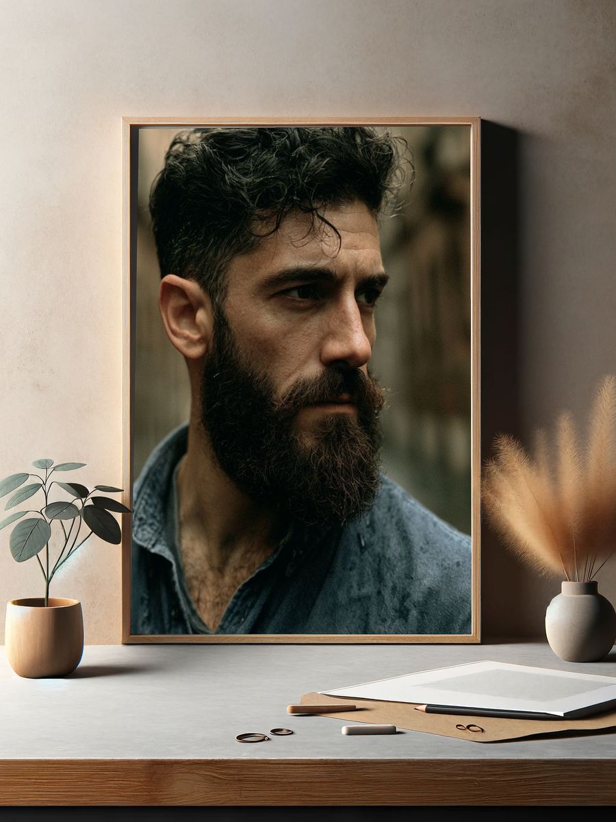 Moody Bearded Portrait Print. — room view 2