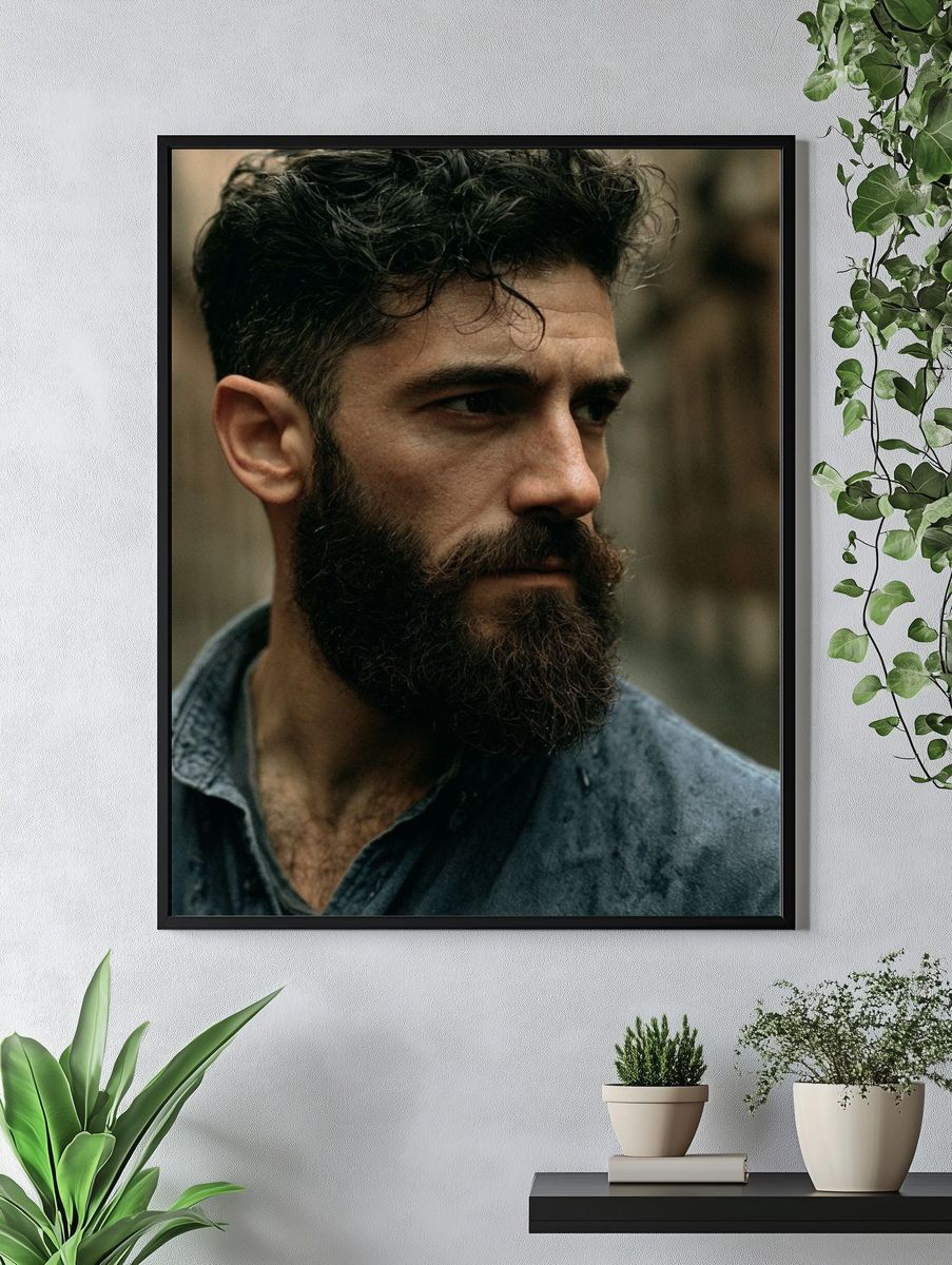 Moody Bearded Portrait Print. — room view 4
