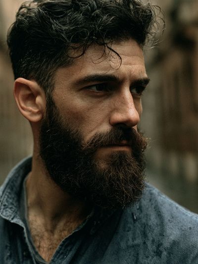 Moody Bearded Portrait Print. poster