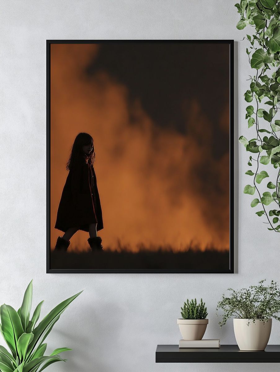 Silhouette of a Girl at Dusk — Photography Print. — room view 4