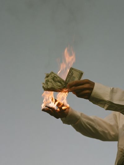 Burning Cash Photography Print. poster