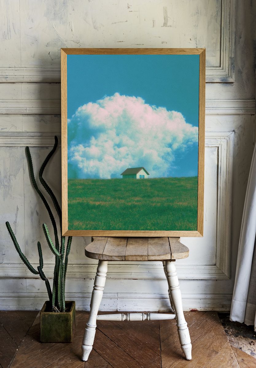 Dreamy Cloud House Photography Poster. room preview