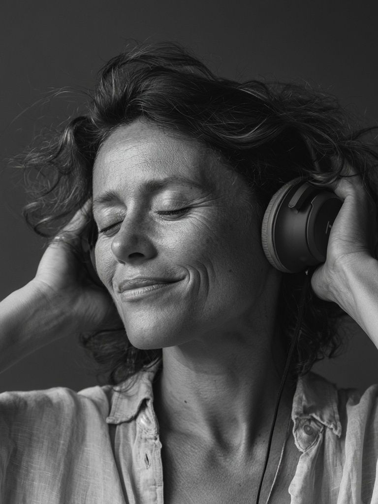 Serene Headphones Portrait Print. poster — photography art