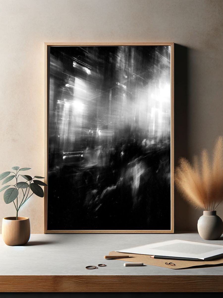 Blurred City Lights Photography Poster. — room view 2