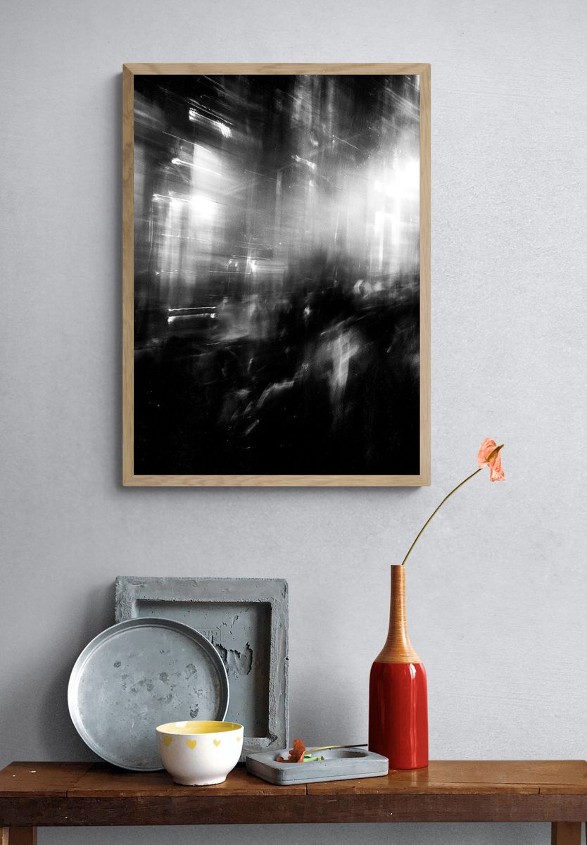 Blurred City Lights Photography Poster. — room view 3