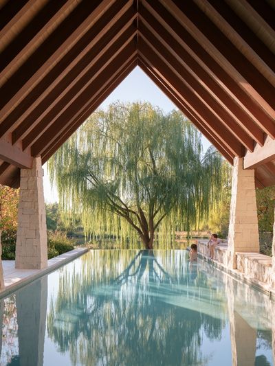 Willow Pool Pavilion Photography Poster. poster print