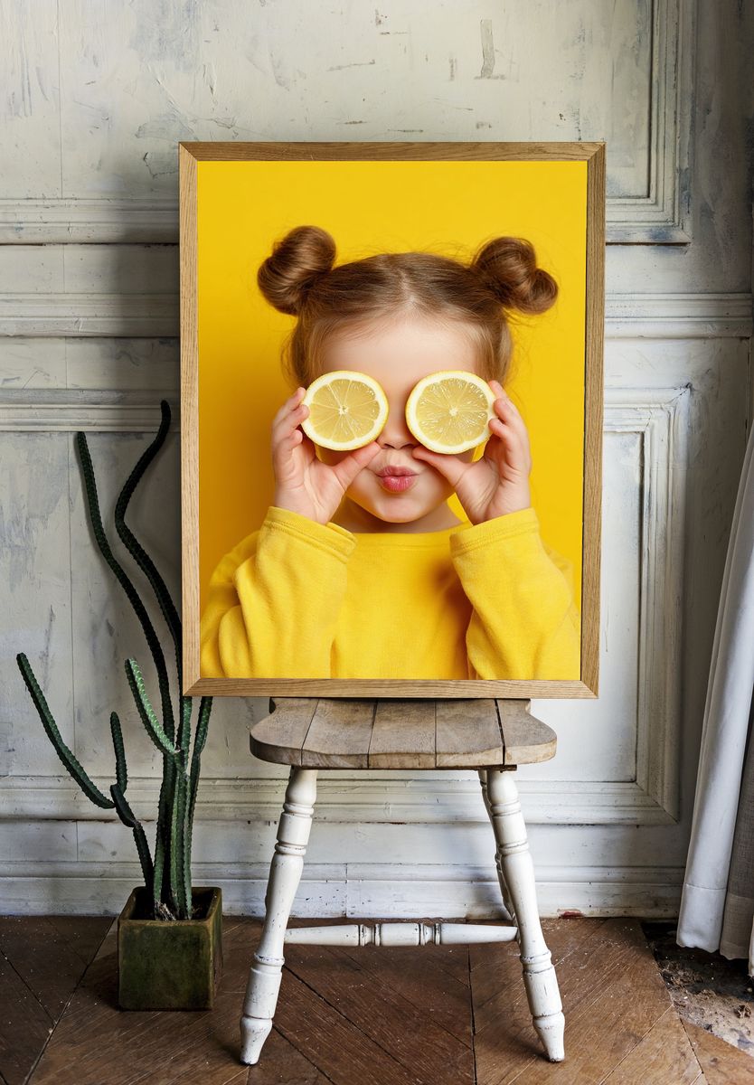 Lemon Playful Portrait Poster. — room view 1