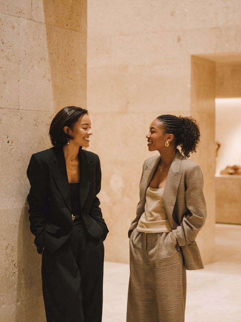 Elegant Women in Beige Interior Poster. poster — photography art