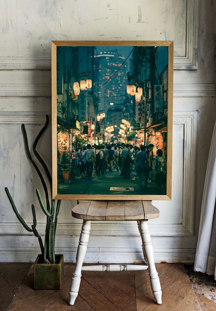 Tokyo Night Alley Photography Poster. room preview