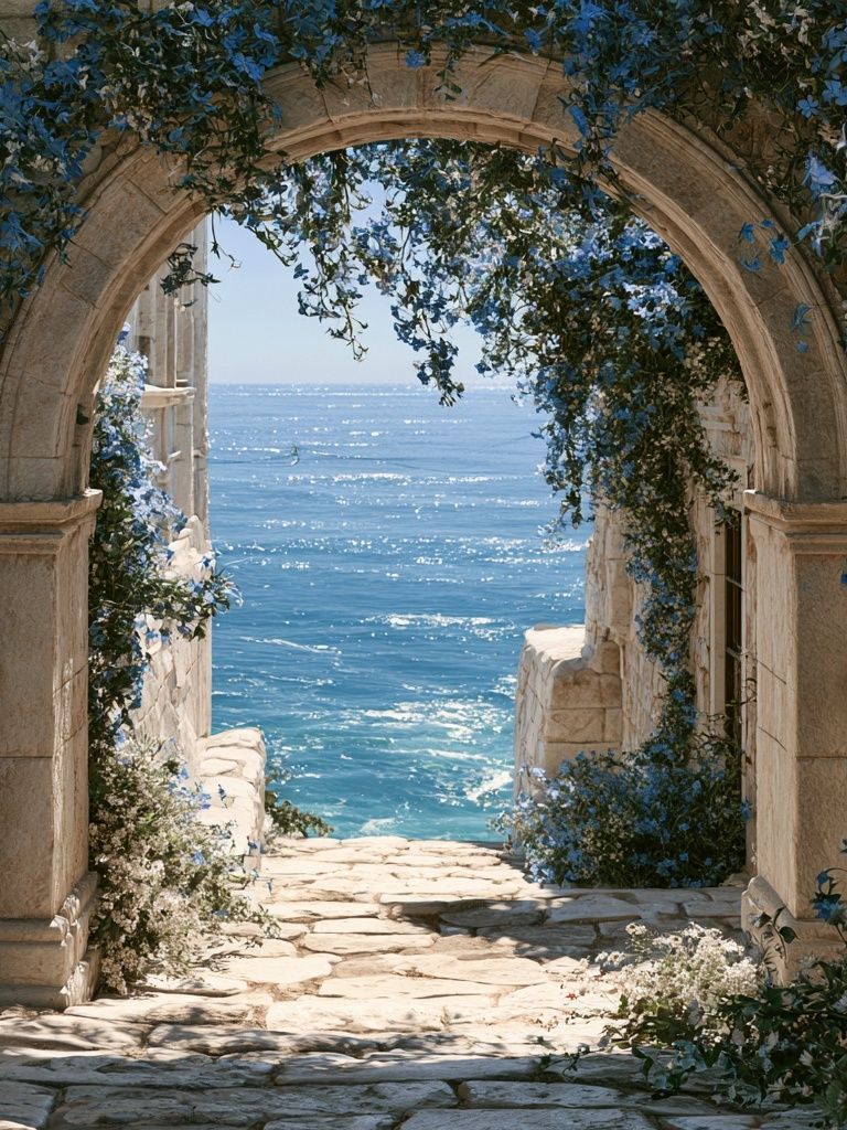 Mediterranean Sea Arch Photography Poster. poster detail