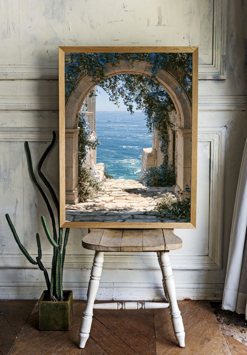Mediterranean Sea Arch Photography Poster. room preview