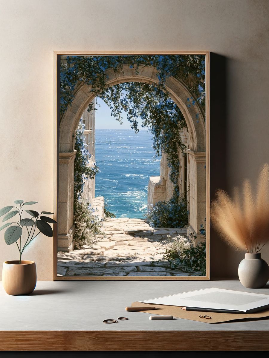 Mediterranean Sea Arch Photography Poster. — room view 2