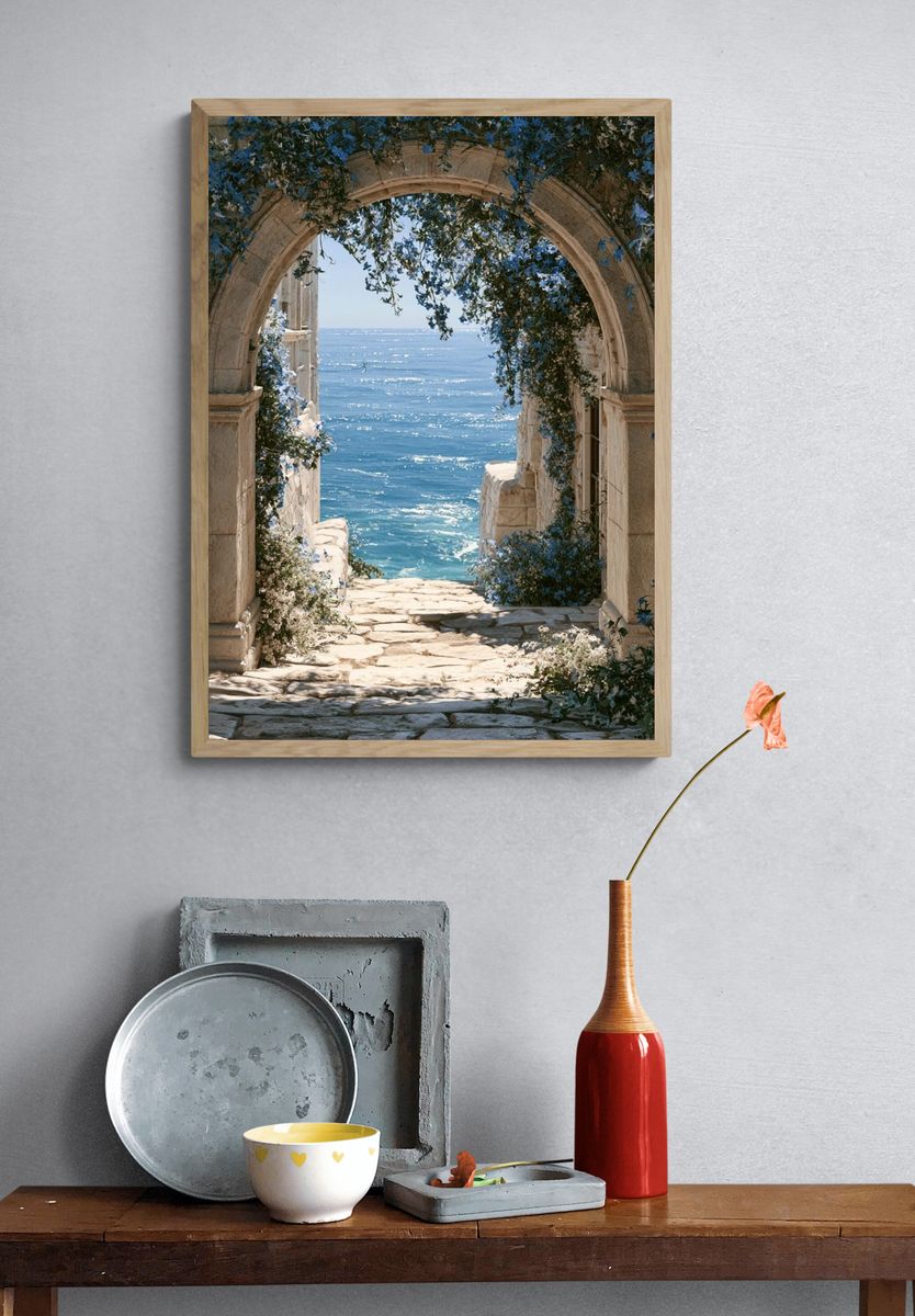 Mediterranean Sea Arch Photography Poster. — room view 3