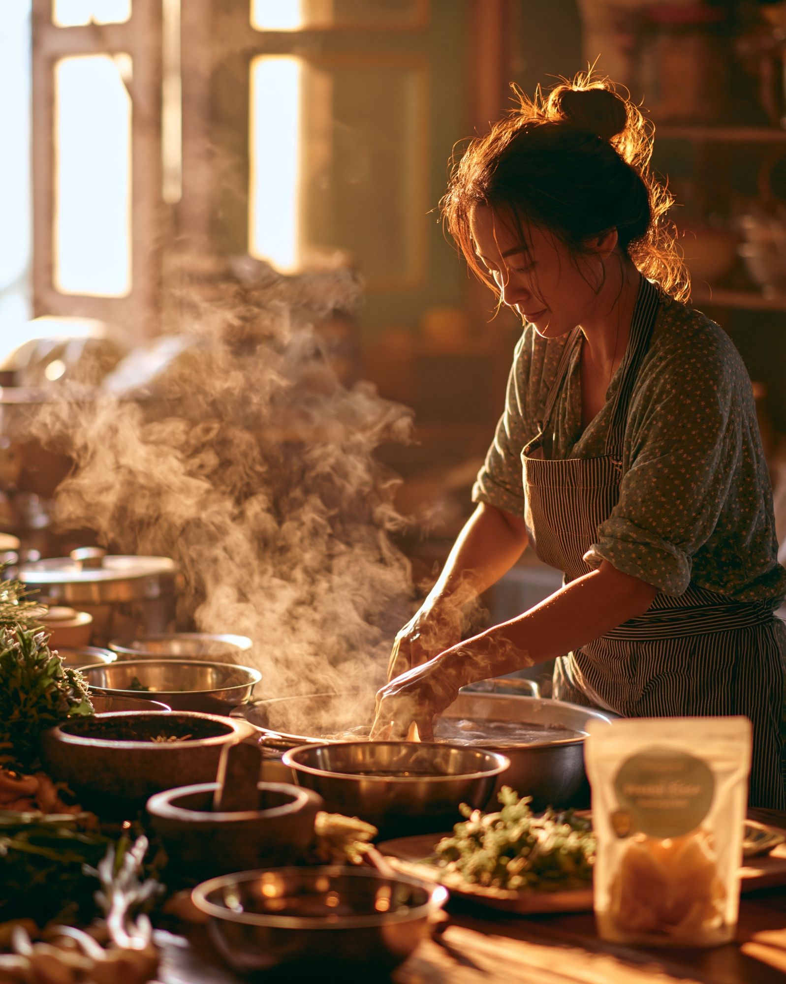 Steaming Kitchen Portrait Poster. poster detail
