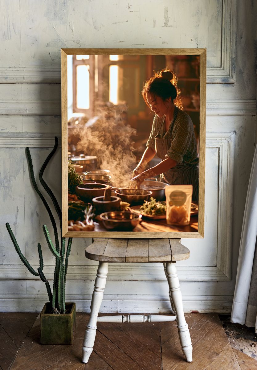 Steaming Kitchen Portrait Poster. — room view 1