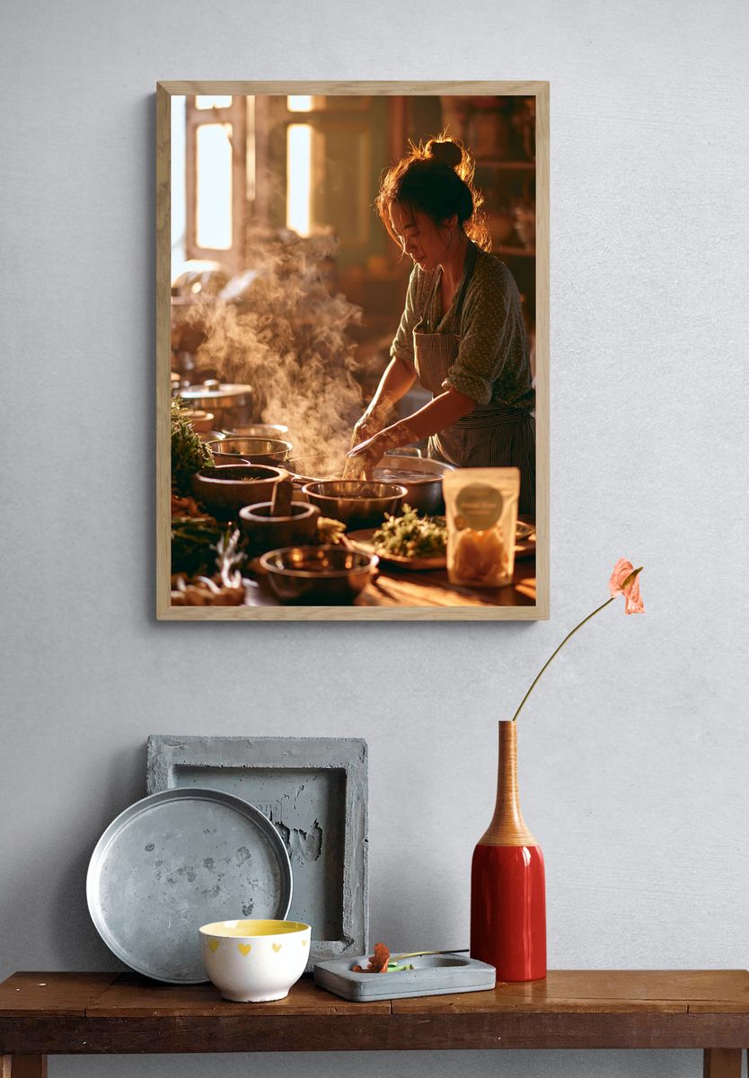 Steaming Kitchen Portrait Poster. — room view 3
