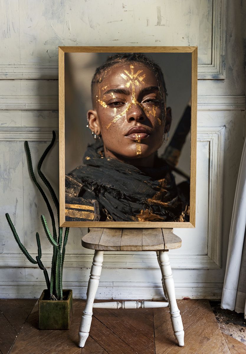 Gilded Warrior Portrait Print. — room view 1