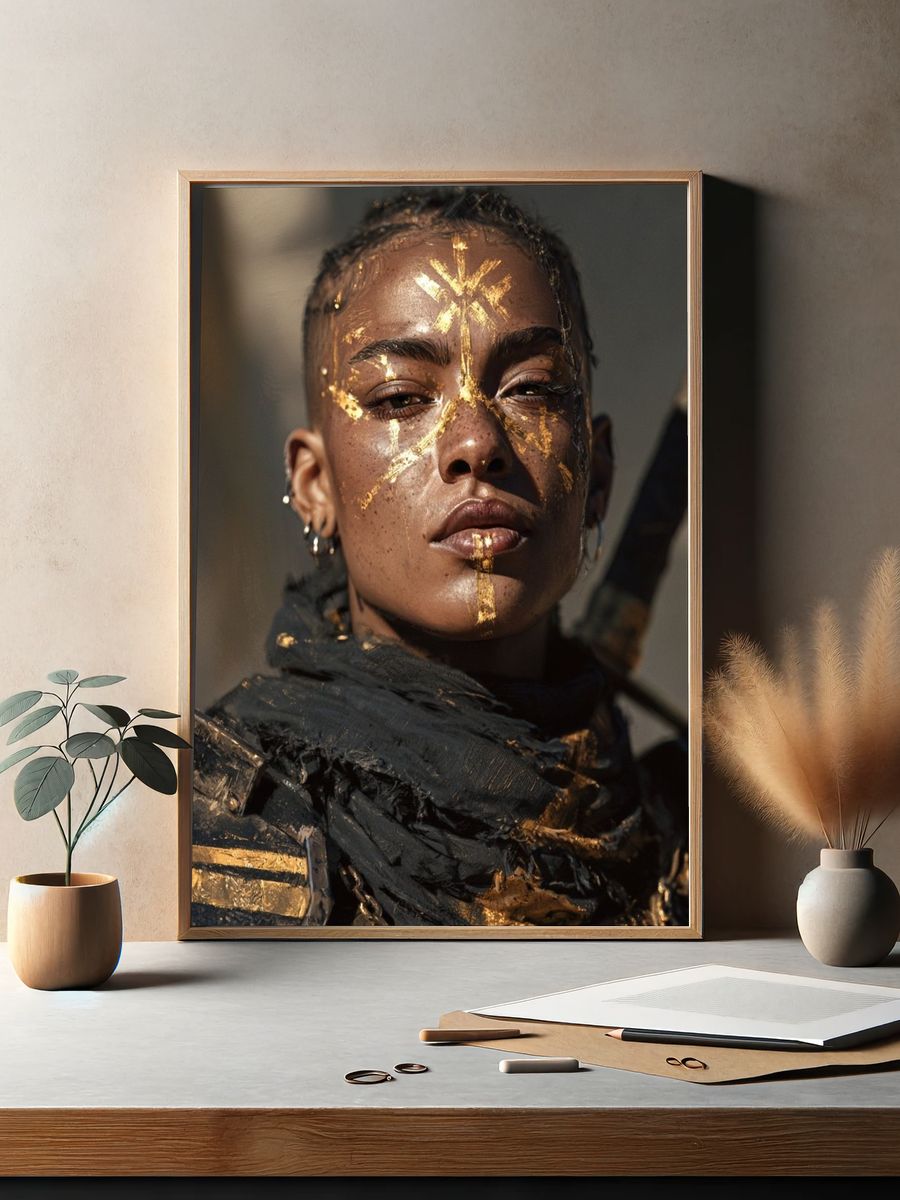 Gilded Warrior Portrait Print. — room view 2