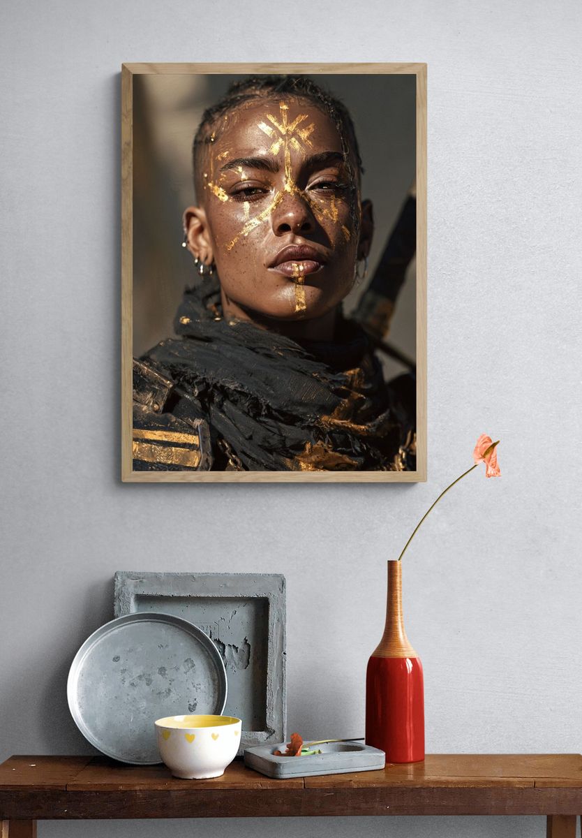 Gilded Warrior Portrait Print. — room view 3