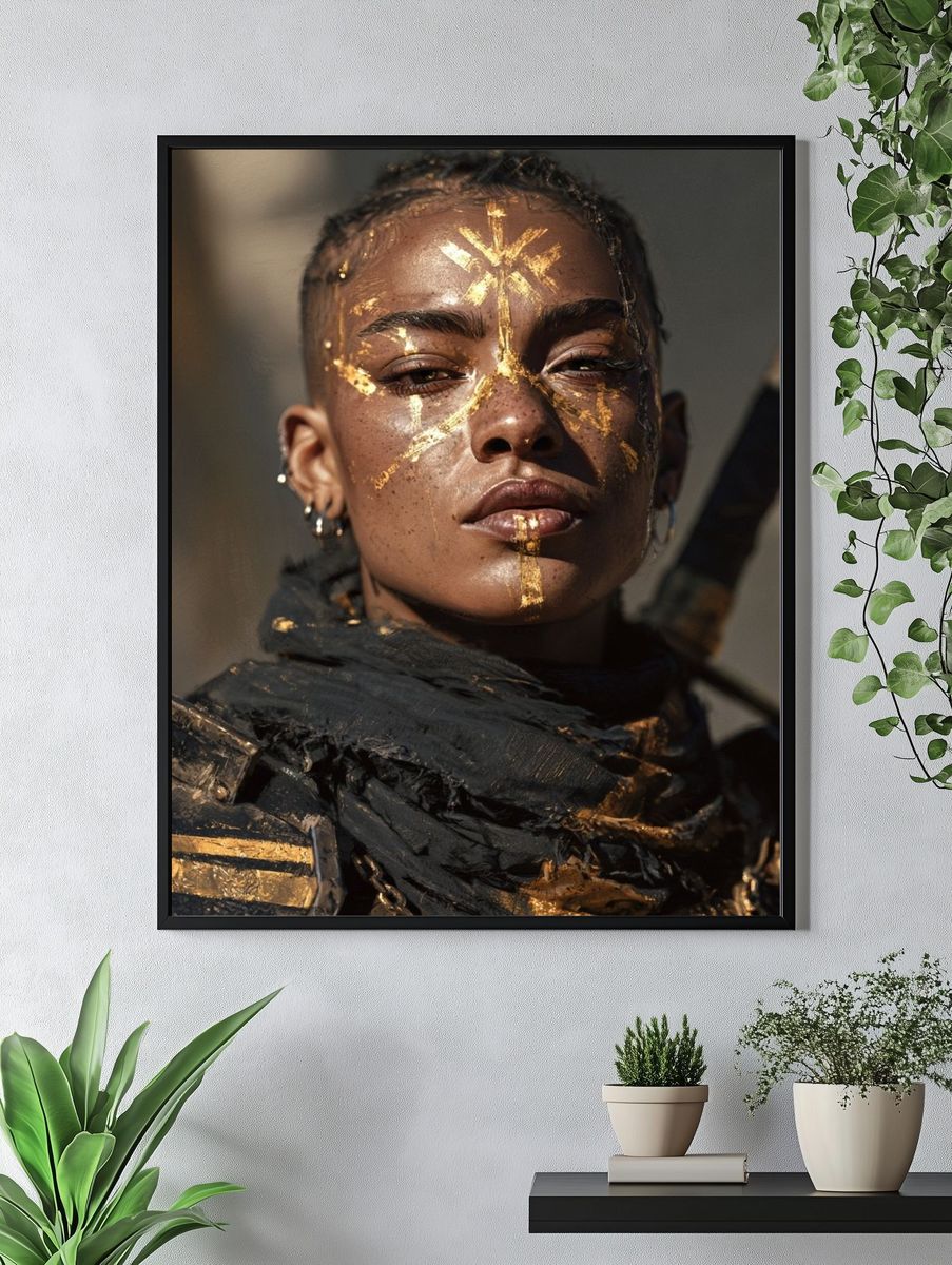 Gilded Warrior Portrait Print. — room view 4