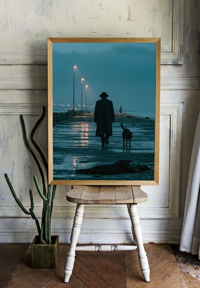 Noir Pier Walk Photography Poster. — room view 1