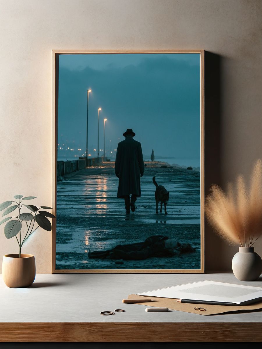 Noir Pier Walk Photography Poster. — room view 2