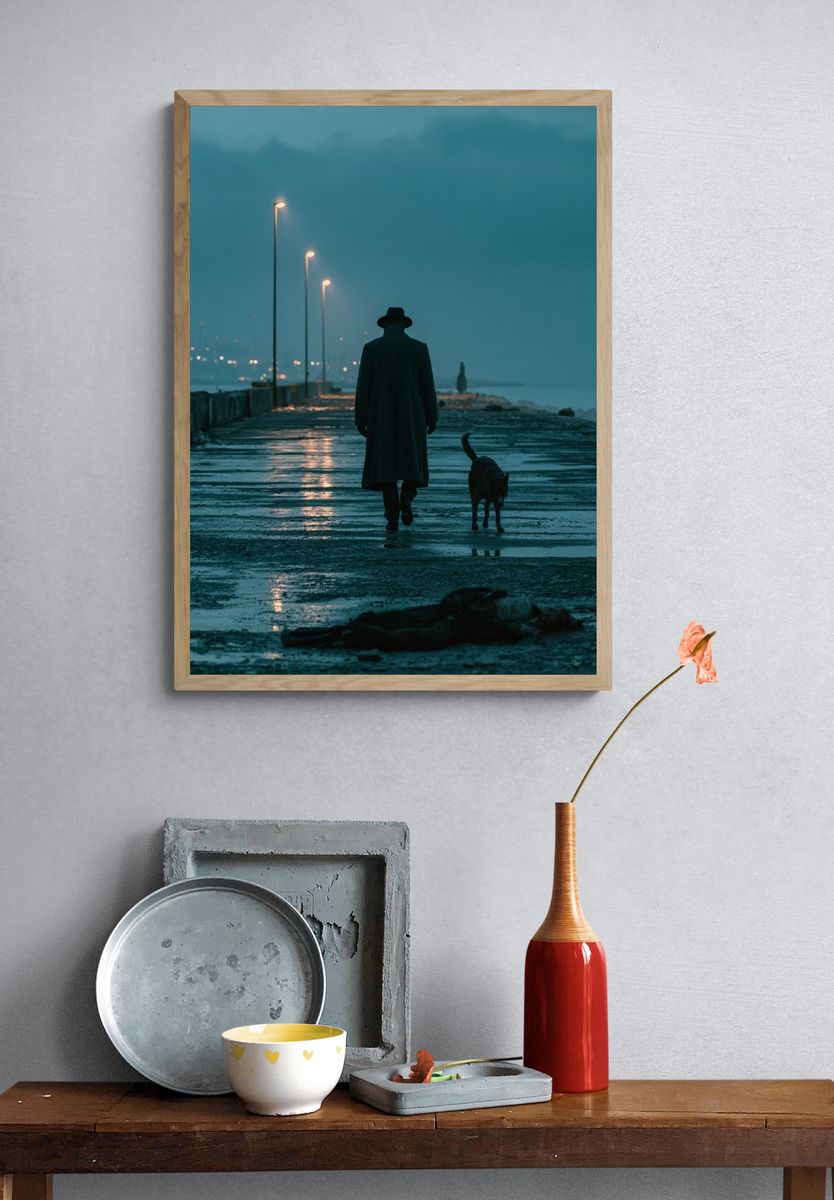 Noir Pier Walk Photography Poster. — room view 3