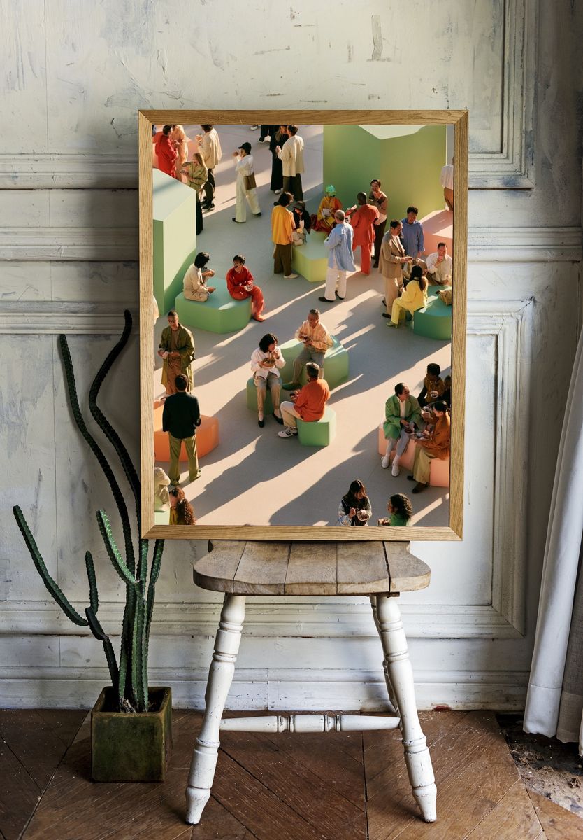 Pastel Social Gathering Photography Poster. — room view 1