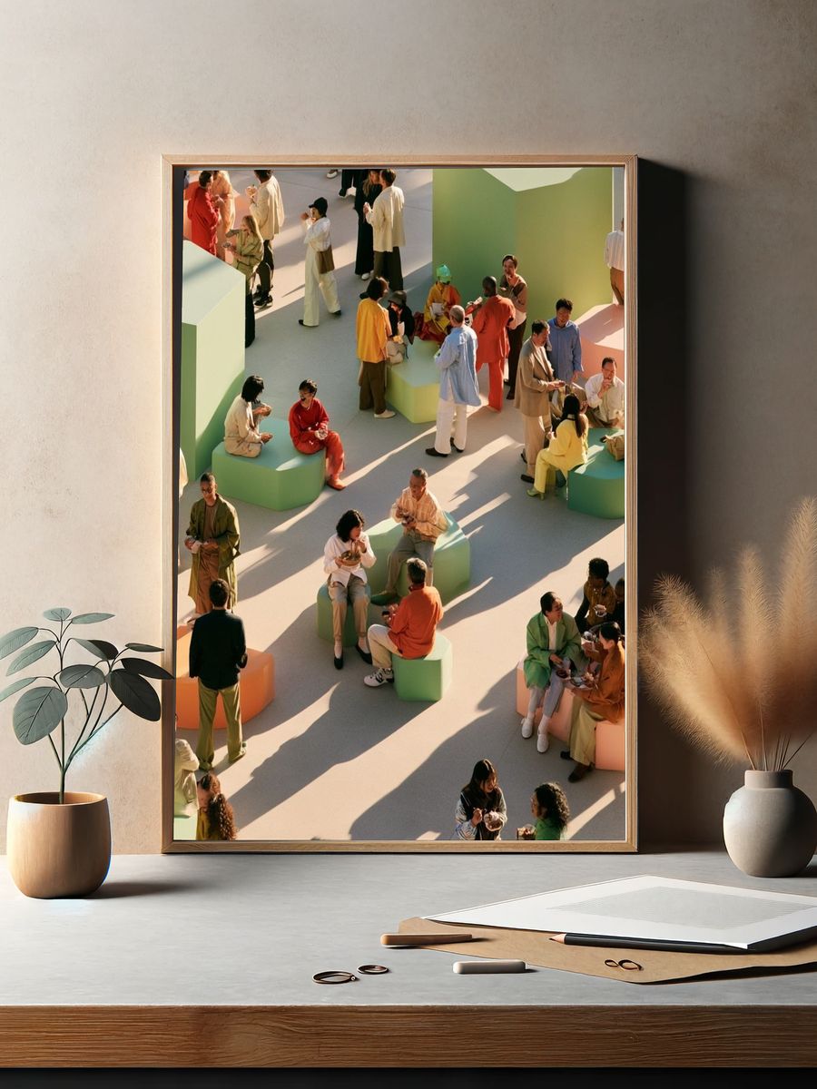 Pastel Social Gathering Photography Poster. — room view 2