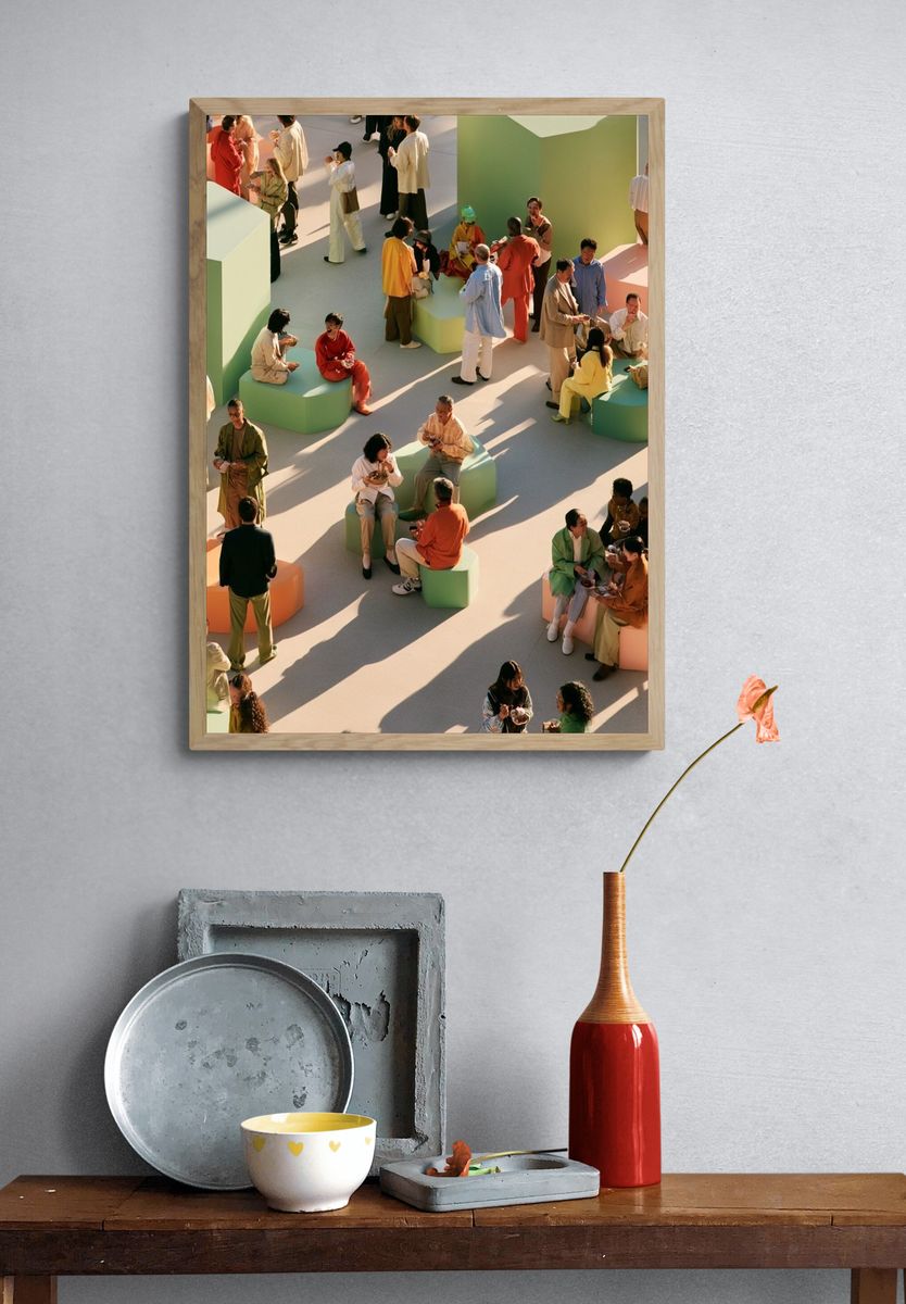 Pastel Social Gathering Photography Poster. — room view 3