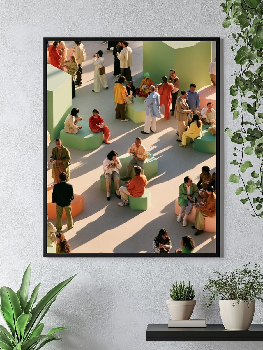 Pastel Social Gathering Photography Poster. — room view 4