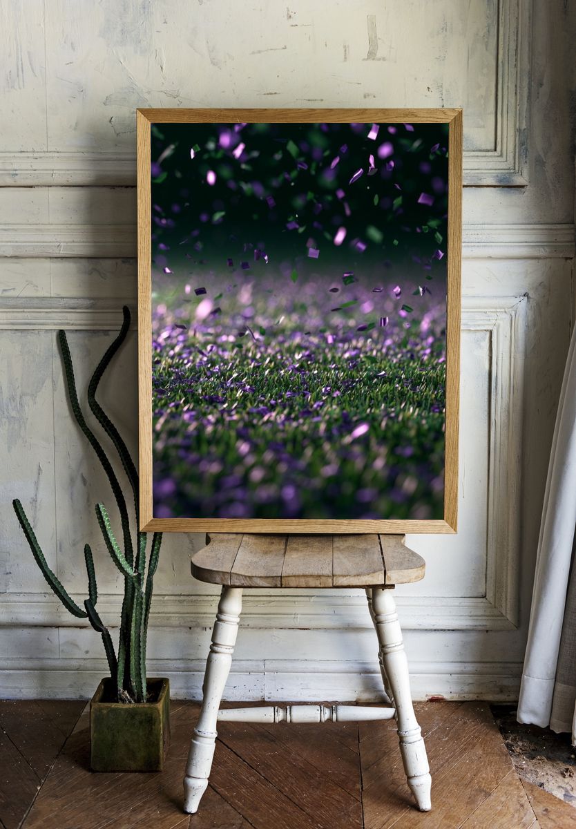 Purple Confetti Field Photography Poster. — room view 1