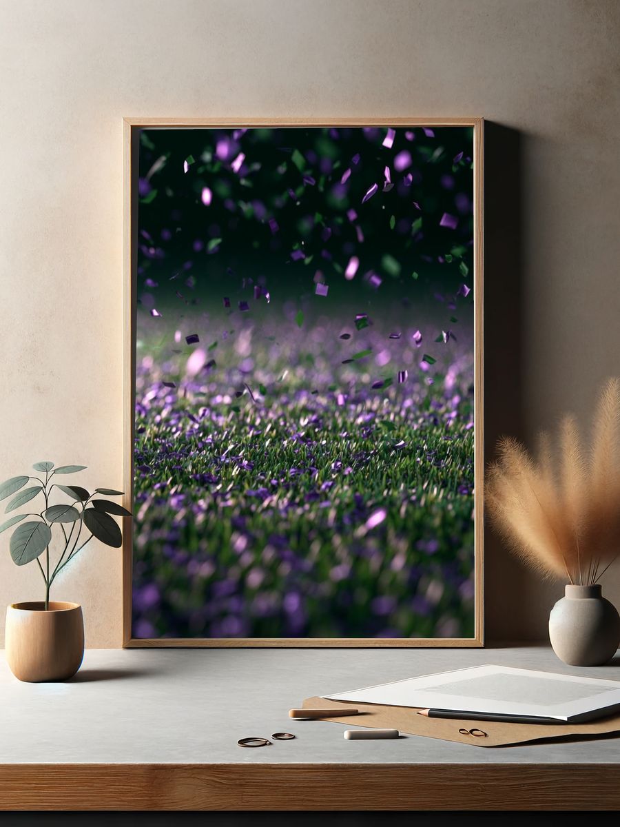 Purple Confetti Field Photography Poster. — room view 2