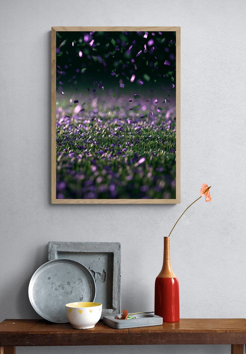 Purple Confetti Field Photography Poster. — room view 3
