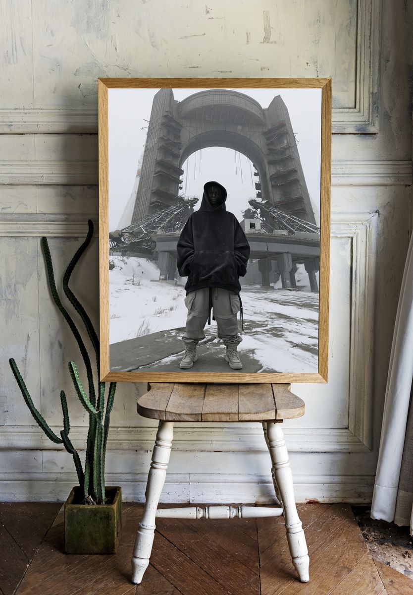 Futurist Hooded Figure Poster. — room view 1