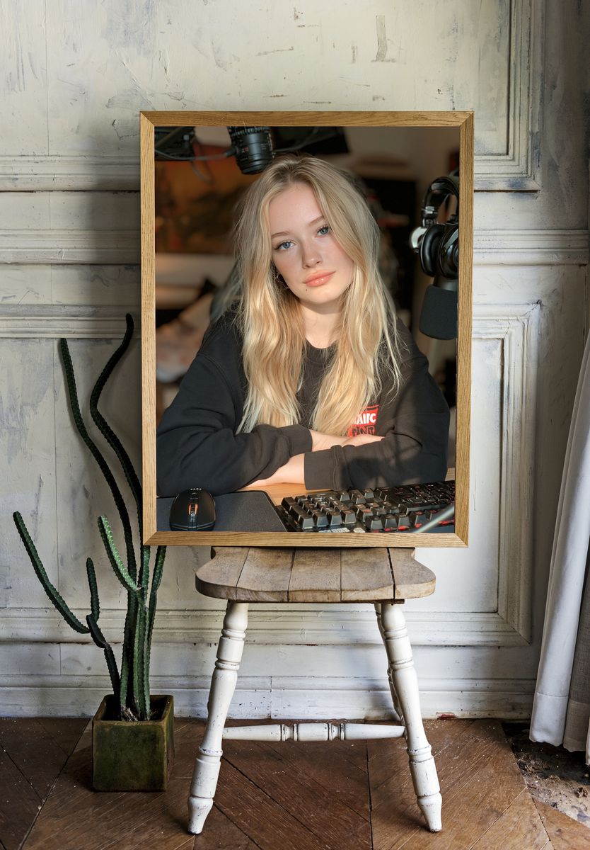 Blonde Streamer Portrait Poster. — room view 1