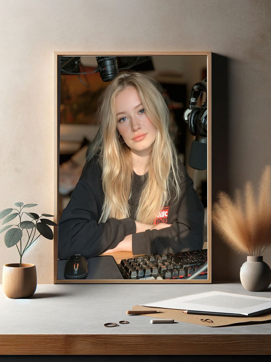 Blonde Streamer Portrait Poster. — room view 2