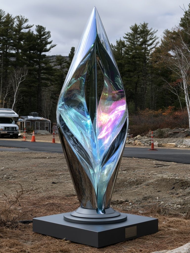 Reflective Sculpture Landscape Photography Poster. poster detail