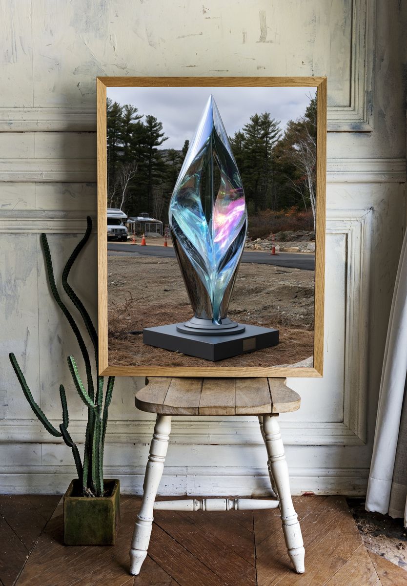 Reflective Sculpture Landscape Photography Poster. room preview