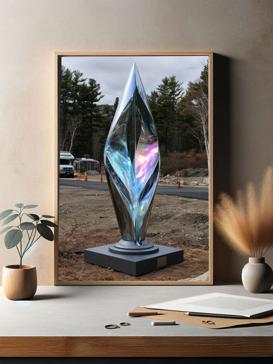 Reflective Sculpture Landscape Photography Poster. — room view 2