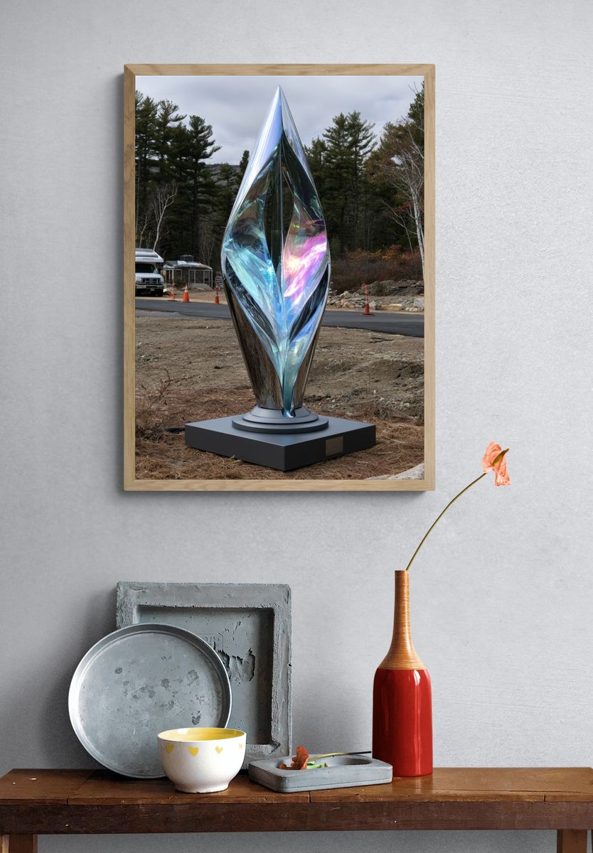 Reflective Sculpture Landscape Photography Poster. — room view 3
