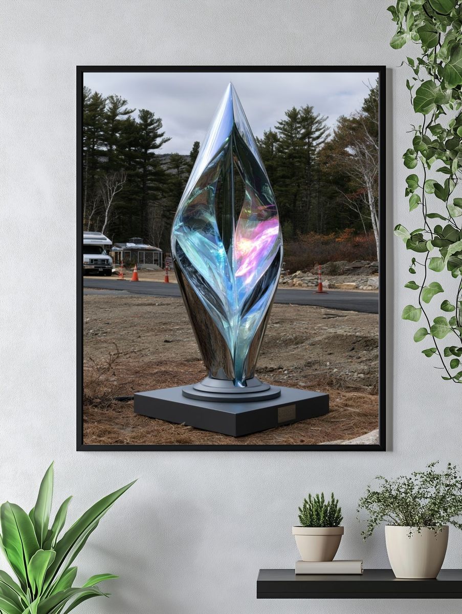 Reflective Sculpture Landscape Photography Poster. — room view 4