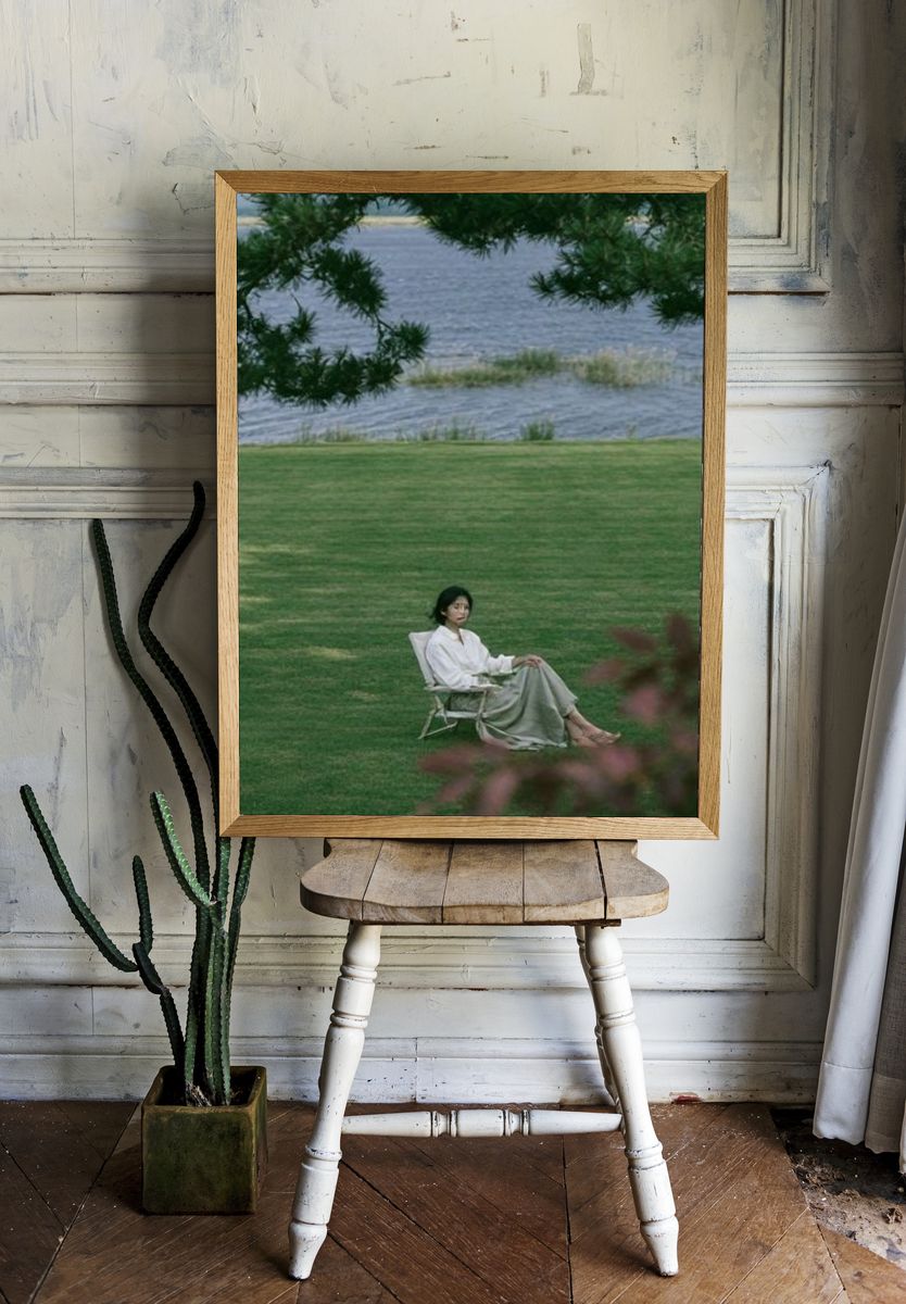 Quiet Lakeside Portrait Print. room preview