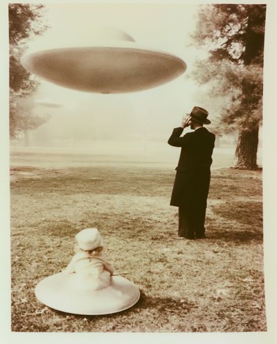 Surreal UFO Encounter Poster. poster print
