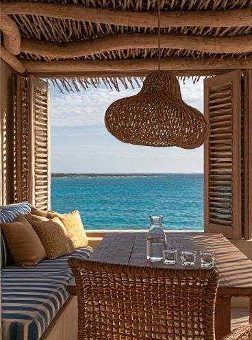 Coastal Cabana Seaview Photography Poster. poster detail