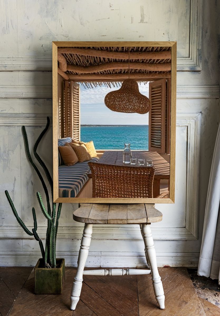 Coastal Cabana Seaview Photography Poster. — room view 1