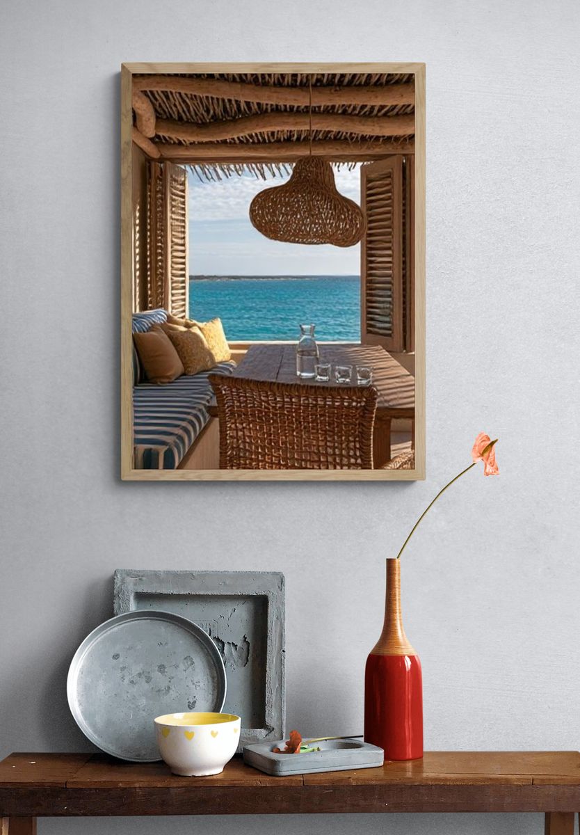 Coastal Cabana Seaview Photography Poster. — room view 3